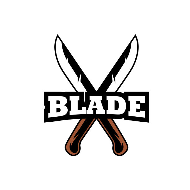 交叉刀复古的刀片标志设计，格兰奇印刷邮票，创造性的伐木工人排印徽标，Retro Vector标签图片下载