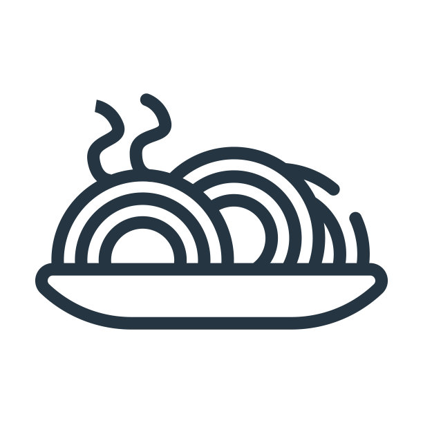 盘的意面细线图标。午餐、食物的线性图标，从小酒馆和餐厅概念孤立的轮廓标志。矢量插图符号元素的网页设计和应用程序。图片下载