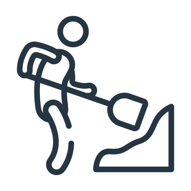 男人挖掘细线图标。人，铲线性图标从行为概念孤立轮廓符号。矢量插图符号元素的网页设计和应用程序。图片下载