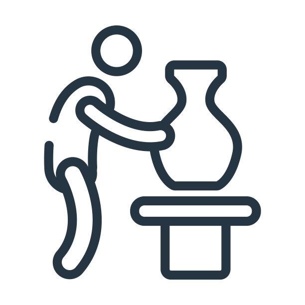 男人做陶器细线图标。人、陶线性图标从行为概念孤立轮廓符号。矢量插图符号元素的网页设计和应用程序。图片下载