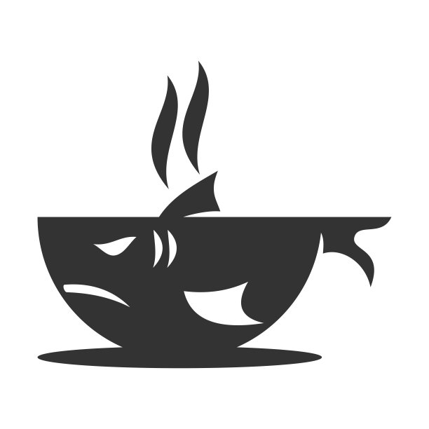 咖啡杯鲨鱼图标插图品牌身份图片下载