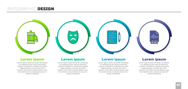 设置相机卷墨盒，戏剧戏剧面具，场景和MP3文件文件。业务信息模板。向量图片下载