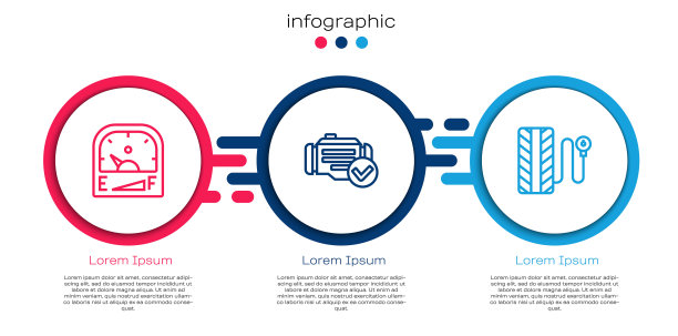 设置汽车油表，检查发动机和轮胎压力。业务信息模板。向量图片下载