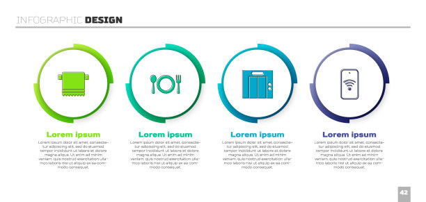 可将毛巾放置在衣架、盘子、刀叉、升降机和移动设备上，并具有无线wi-fi功能。业务信息模板。向量图片下载