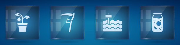 可在花盆、大镰刀、花坛和果酱罐中种植。方形玻璃面板。向量图片下载