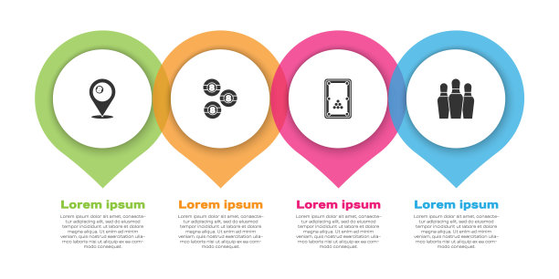 设置位置与台球，台球，桌子和保龄球瓶。业务信息模板。向量图片下载