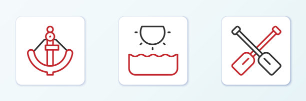 设置船桨锚和太阳图标图片下载