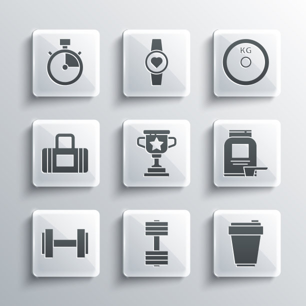 设置哑铃健身摇壶运动营养图片下载