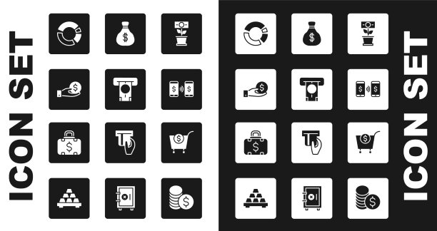 在罐中自动取款机和钱手里设置钱植物图片下载