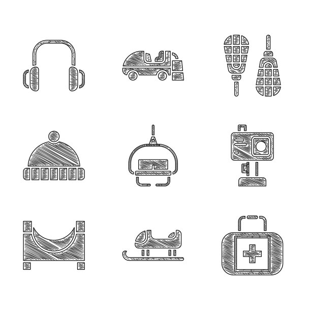 设置滑雪升降机雪橇急救箱行动相机图片下载