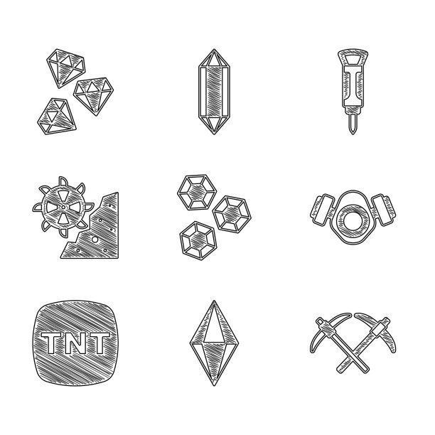 设置宝石石鹤嘴锄防毒面具炸药桶图片下载