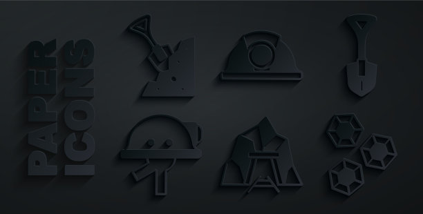 设置矿井入口铲矿矿工头盔宝石石图片下载