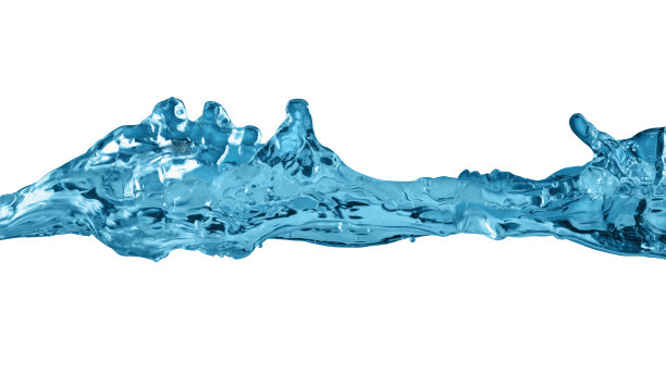 波浪水和泡沫在白色背景图片下载