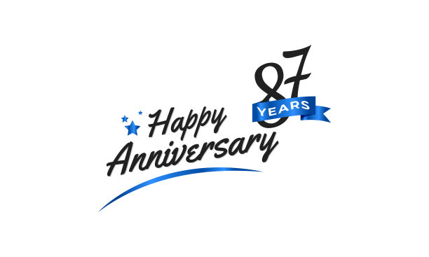 87周年庆祝活动与蓝色的旋钮图片下载