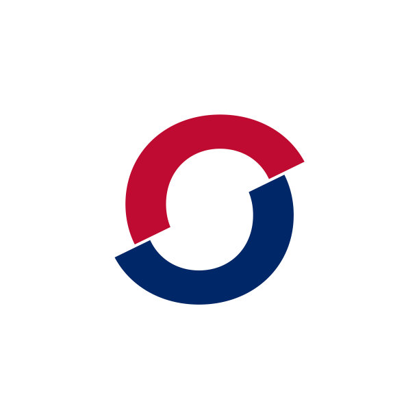 首字母O蓝红色几何Logo图片下载