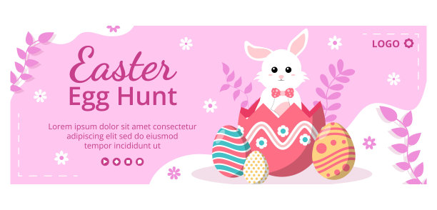 复活节快乐封面模板平面插图可编辑的广场背景适合社交媒体，贺卡或网络广告图片下载