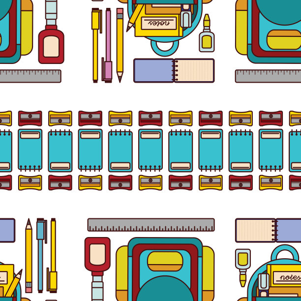 回到学校无缝表面图案设计图片下载