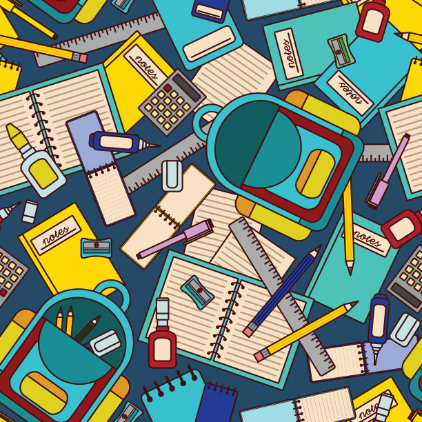 回到学校无缝表面图案设计图片下载