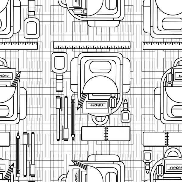 回到学校无缝表面图案设计图片下载