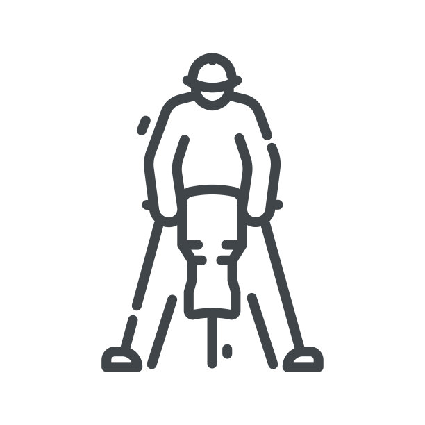 工人使用液压断路器线路图标孤立在白色透明背景上图片下载