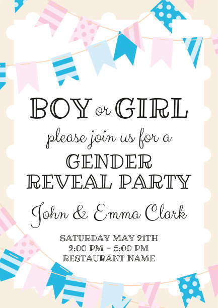 性别揭秘派对的邀请。图片下载