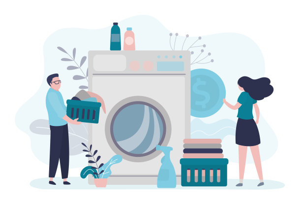 人物把东西拿去洗。女孩把硬币放进洗衣机。人们到公共洗衣房洗衣服图片下载
