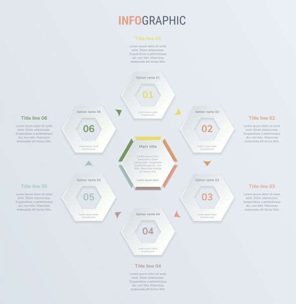 复古时间轴信息图形设计向量。6步，蜂巢式工作流程布局。矢量信息图表时间表模板。图片下载