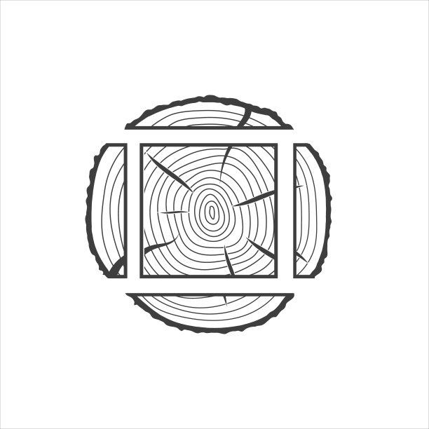 木材纹理图标。树的年轮图标在白色的背景。图片下载