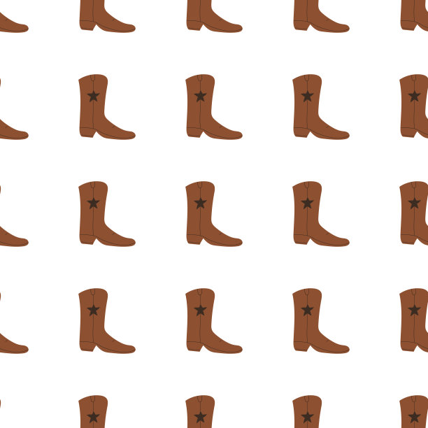 牛仔靴装饰无缝图案。西部的主题。手绘彩色潮流矢量插图在白色背景图片下载