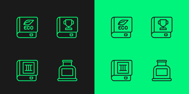 集墨水瓶、书、生态、icon于一体。向量图片下载