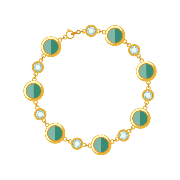 手镯与宝石在一个白色的背景。图片下载