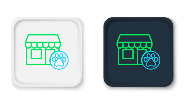 线兽医医院，诊所或宠物店的动物图标孤立在白色背景上。兽医或兽医诊所。色彩斑斓的轮廓的概念。向量图片下载