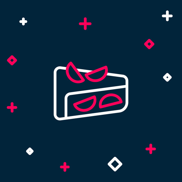 线自制水果派图标孤立在蓝色背景。色彩斑斓的轮廓的概念。向量图片下载