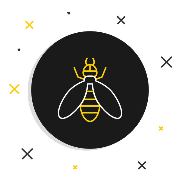 直线蜜蜂图标孤立在白色背景上。甜蜜的天然食品。有翅膀的蜜蜂或apis。飞行昆虫。色彩斑斓的轮廓的概念。向量图片下载