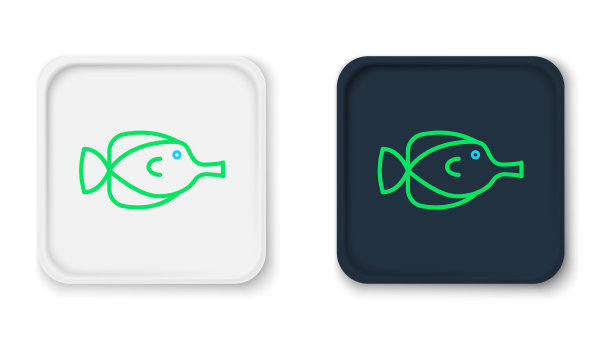 线蝴蝶鱼图标孤立在白色背景上。色彩斑斓的轮廓的概念。向量图片下载