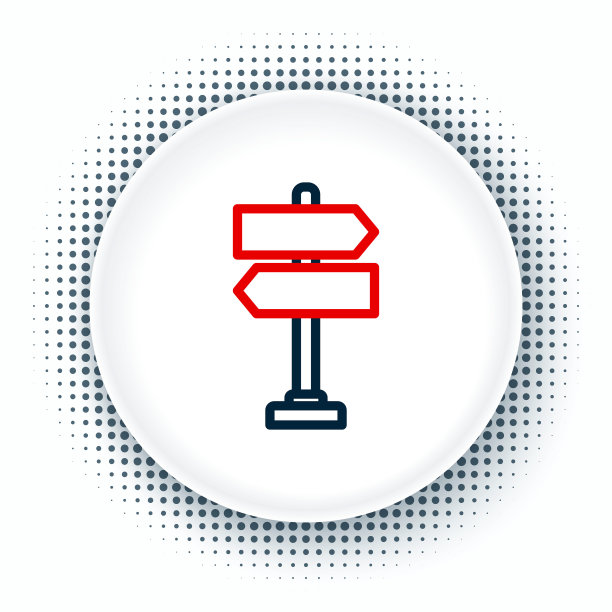 线路道路交通标志。标志图标孤立在白色背景上。指针的象征。孤立的街道信息标志。方向的信号。色彩斑斓的轮廓的概念。向量图片下载