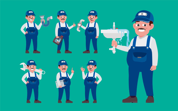 水管工的角色有不同的姿势图片下载