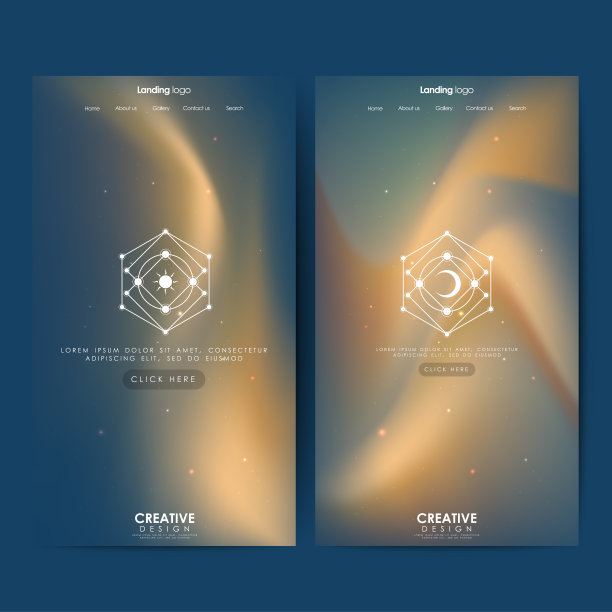 业务项目的页面设计模板。色彩渐变背景的阴影封面页图片下载