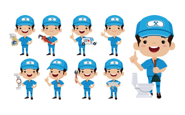 水管工的角色有不同的姿势图片下载