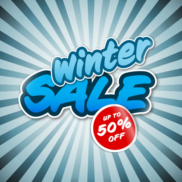 冬季销售标签与寒冷的阳光和贴纸图片下载