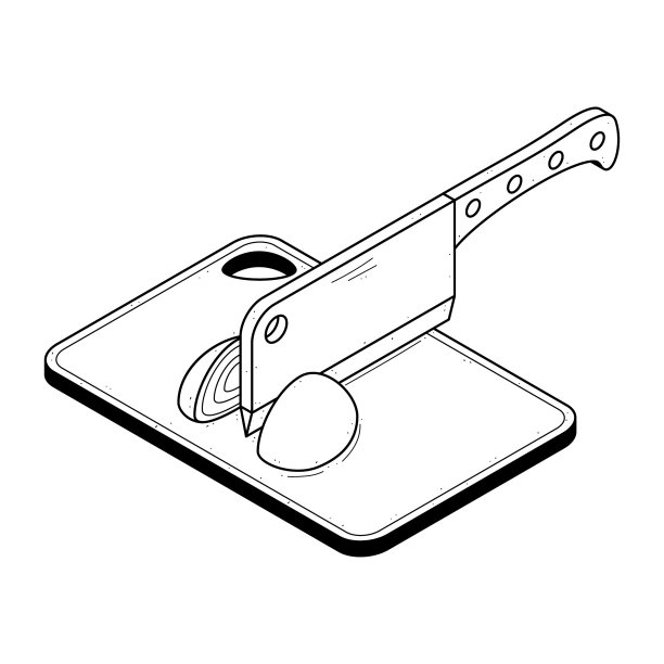 手绘厨房材料切菜板和刀肉餐涂鸦概念矢量设计大纲风格在白色背景孤立烹饪图片下载