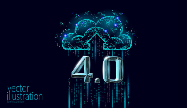 低聚未来工业革命概念。工业4.0 AI人工网络自主过程。在线技术行业管理。三维多边形创新系统矢量图图片下载