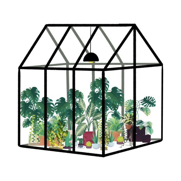 玻璃温室插画设计图片下载