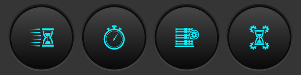 设置旧沙漏与沙子，秒表，服务器设置和沙漏图标。向量图片下载