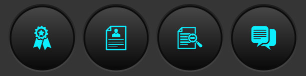 设置勋章与星，简历，文件搜索和聊天图标。向量图片下载