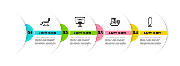 配备医用牙科椅，视力检查表，血压和吸入器。业务信息模板。向量图片下载