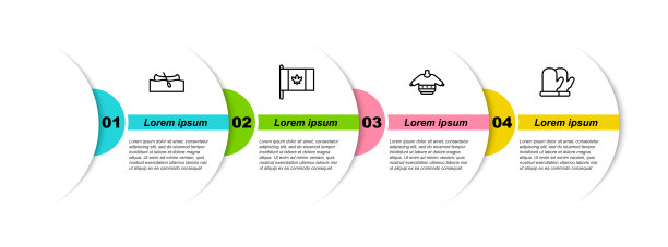 设置线独木舟或独木舟，加拿大国旗，圣诞毛衣和手套。业务信息模板。向量图片下载
