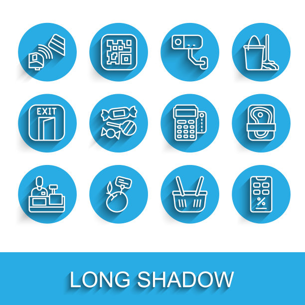 设置收银机线收银员，超市食品价格标签，POS终端信用卡，购物篮，折扣和移动，糖果，肉类包装牛排和图标。向量图片下载