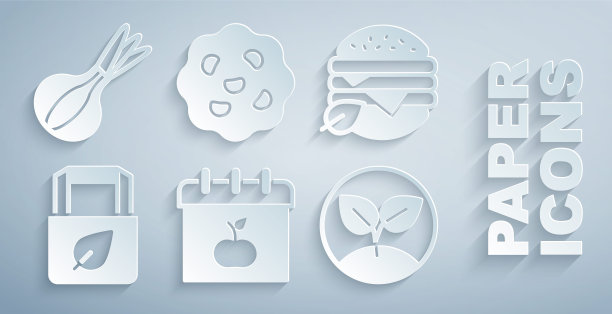 设置世界素食日，素食饮食，购物袋与回收，发芽，饼干和洋葱图标。向量图片下载