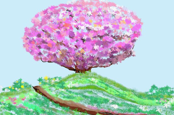 山上的樱花盛开图片下载